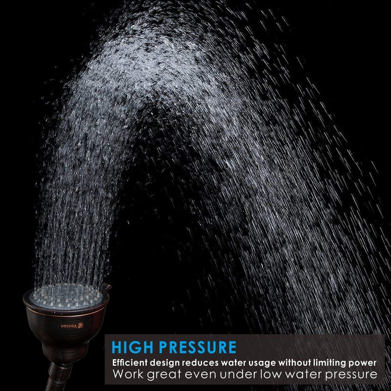 Voolan High Pressure Shower Head with Shower Arm - 5 Function Rain Shower Head - Comfortable Shower Experience Even at Low Water Flow - Oil-Rubbed Bronze - Image 5